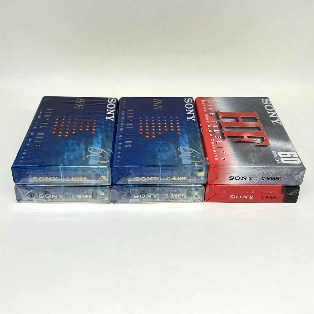 Lot of 6 Sony Audio Cassette Tapes BLANK HiFi 60/90 Min Normal Bias Type 1 NOS